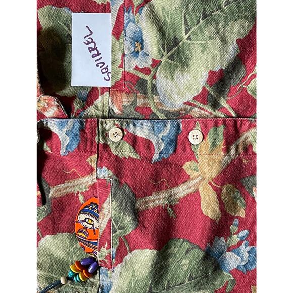 Alexis & Avery 100% Cotton Red Floral Denim Button Front Jacket Size Medium - Picture 7 of 7